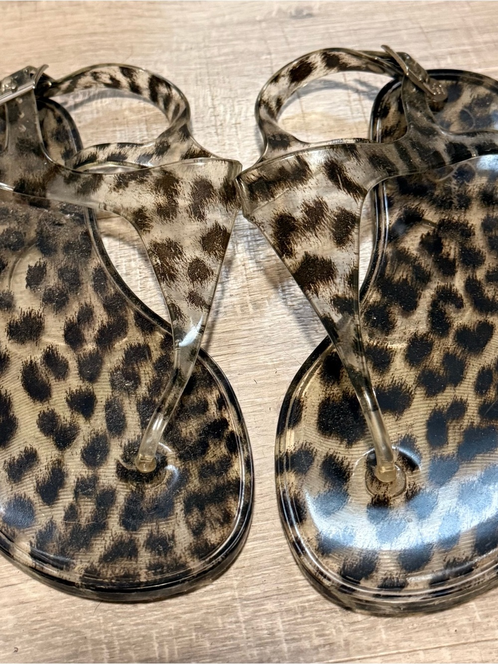 Jessica Simpson Clear Jelly Sandals with Leopard Print